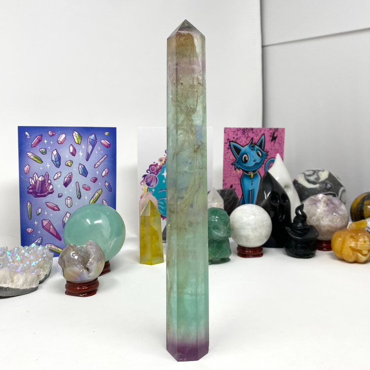 Green & Purple Tall Fluorite Tower