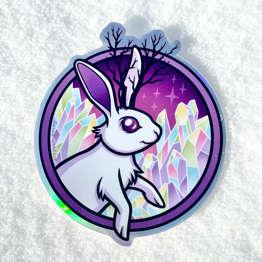 Crystal Seeker Jackalope Holographic Vinyl Sticker