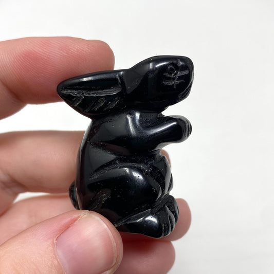 Black Obsidian Rabbit Carving