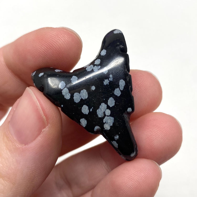 Snowflake Obsidian Wolf Head Carving