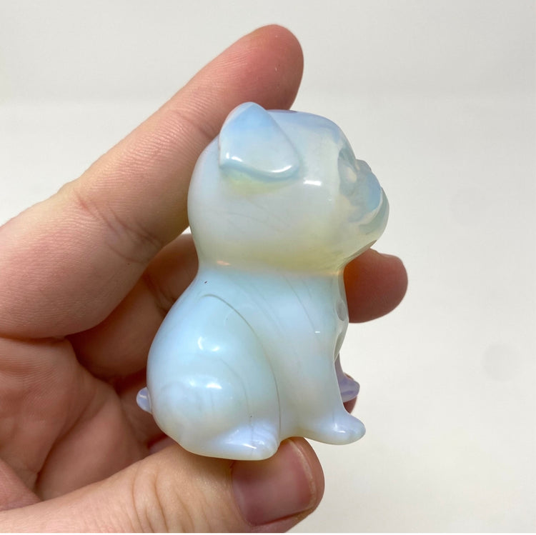 Opalite Pug Dog Carving