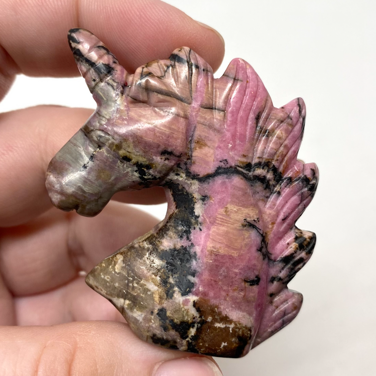 Rhodonite Unicorn Carving