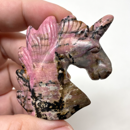 Rhodonite Unicorn Carving