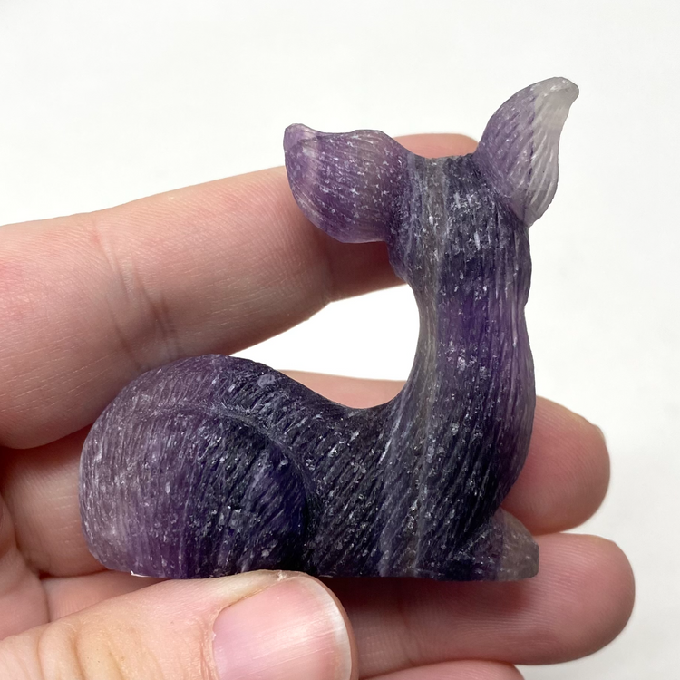 Purple Fluorite Deer Carving